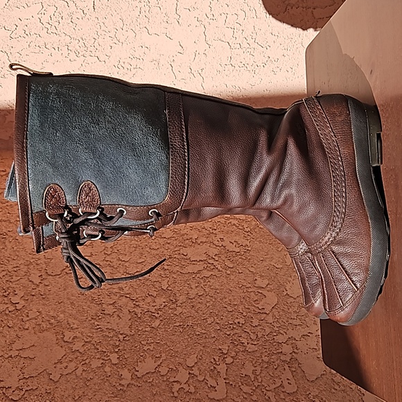 Ugg Australia Belcloud Leather Waterproof Sheepskin Knee Boots Size 7.5 - Picture 5 of 16